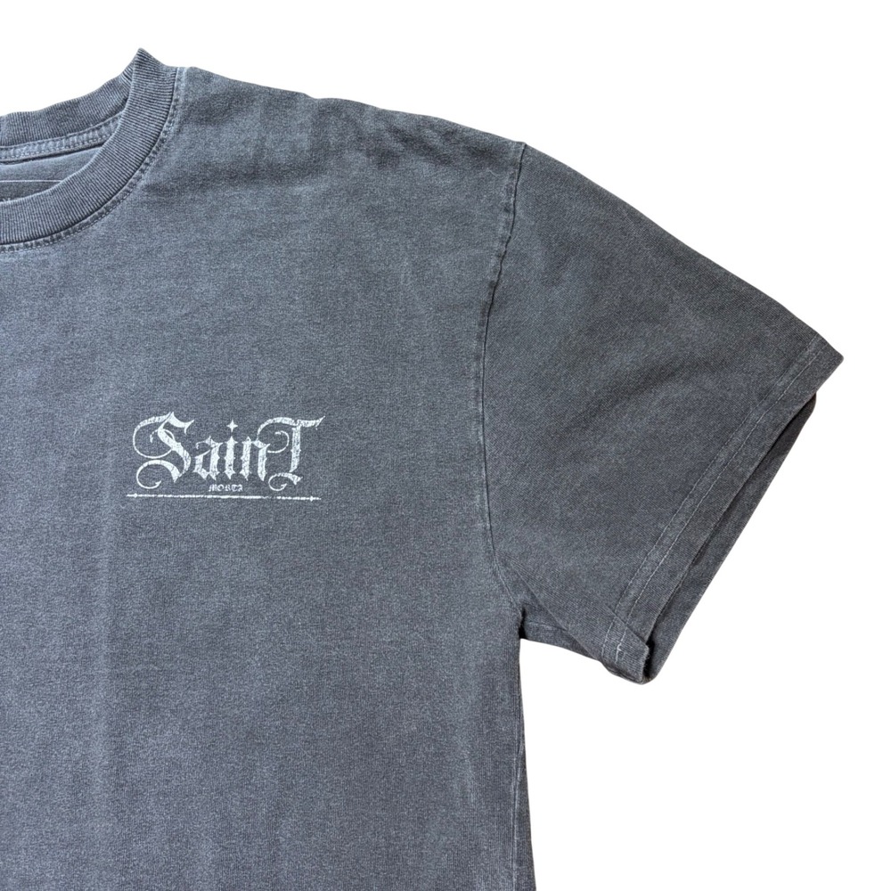 Saint Morta Mens Graphic Tee Washed Black Oversized Boxy Fit Cotton Shirt Small - Picture 6 of 8